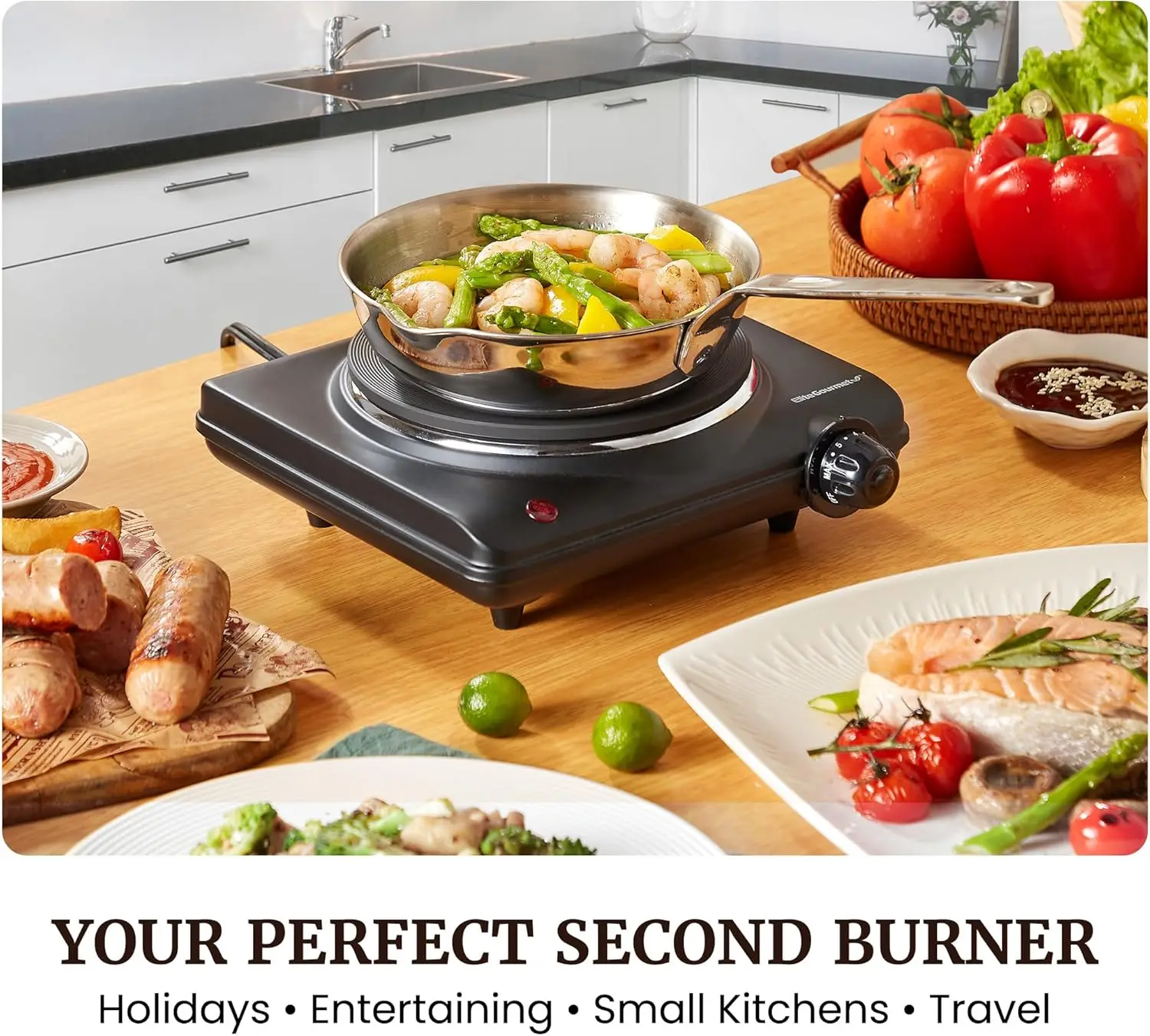Portable 1000W Cast Iron Hot Plate with 7 Heat Settings for RV Dorm Office Compact Cooking