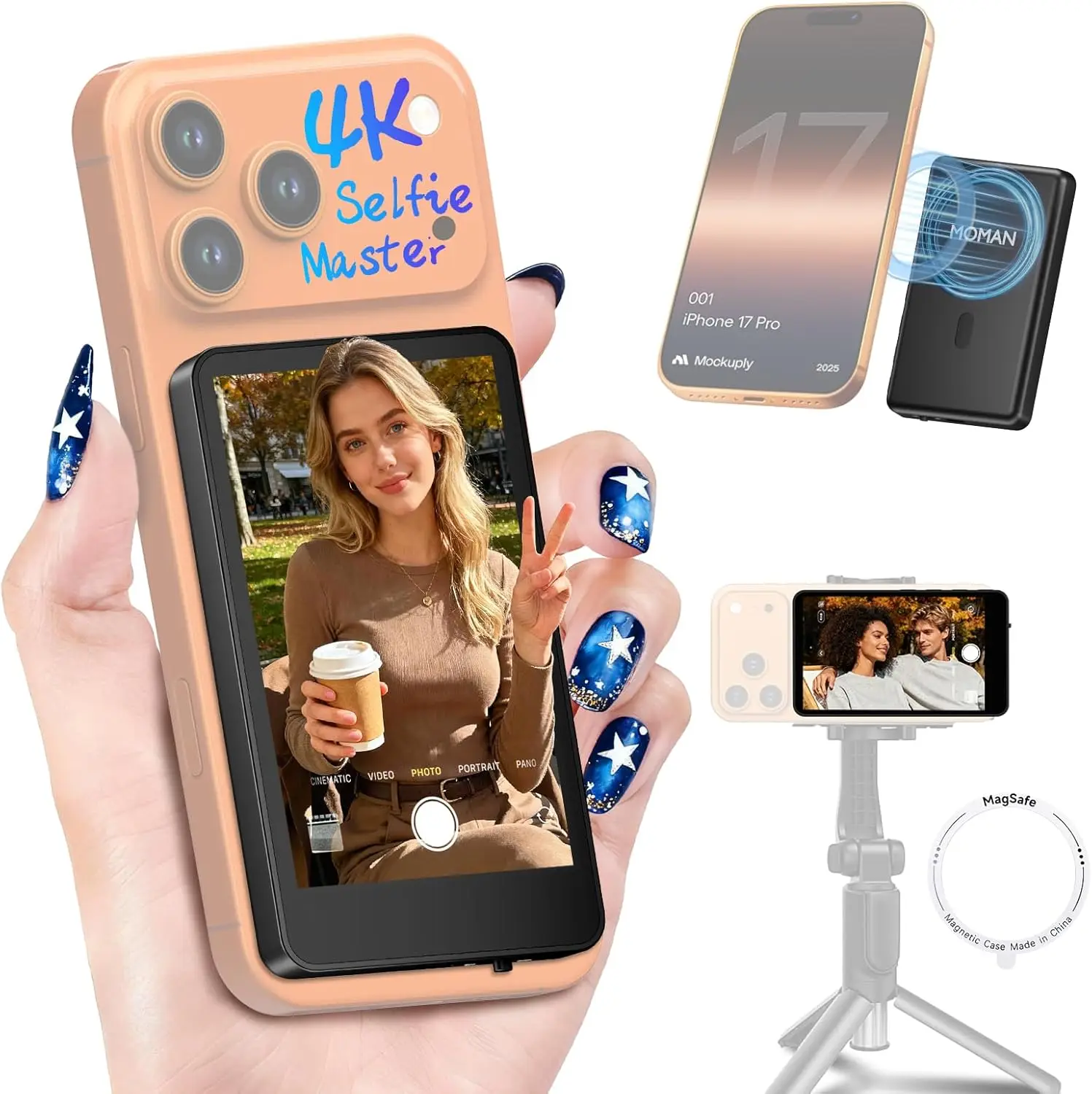 

Беспроводной монитор-камера 4K 60 кадров/с для iPhone, магнитный внешний экран с P2P-связью и сверхнизкой задержкой для видеоблогинга