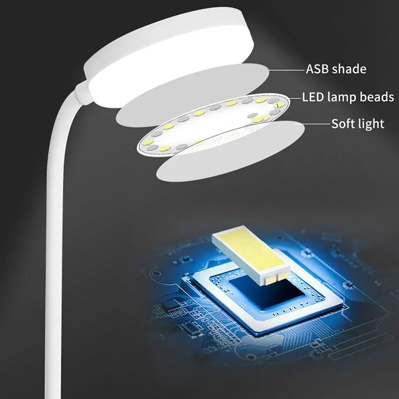 Portable LED Desk Lamp USB Wireless Charging Desk Lamp, Supports 3-Color Stepless Dimming, Eye Protection, Bedroom Bedside Lamp