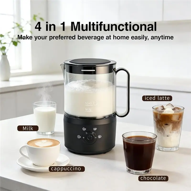A69X-Electric Milk Frother, 4-In-1 Automatic Hot And Cold Foam Maker(10Oz/300Ml) For Iced Coffee, Lattes, Milk Steamer, Eu Plug