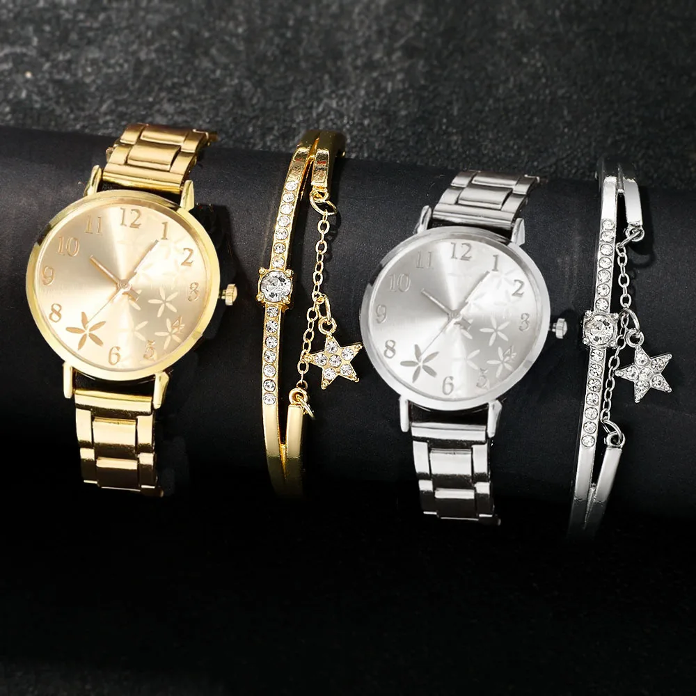 4Pcs Ladies' Elegant Fashion Watch Set, Ideal Gifts For Friends & Family On Valentine's Day, Easter, Ramadan And Birthdays.