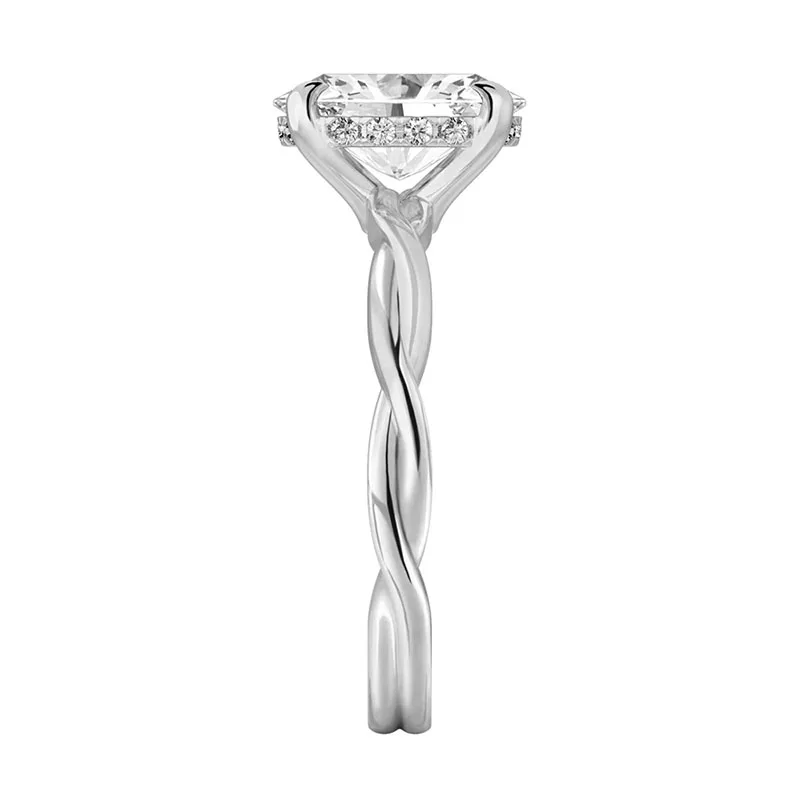 Eleganter 1-Karat Ovaler IGI Laborgezüchteter Diamant Solitärring EF VS-VVS Massives Platin 950 Gedrehter Schaft Edelschmuck Ehering – Detail 6