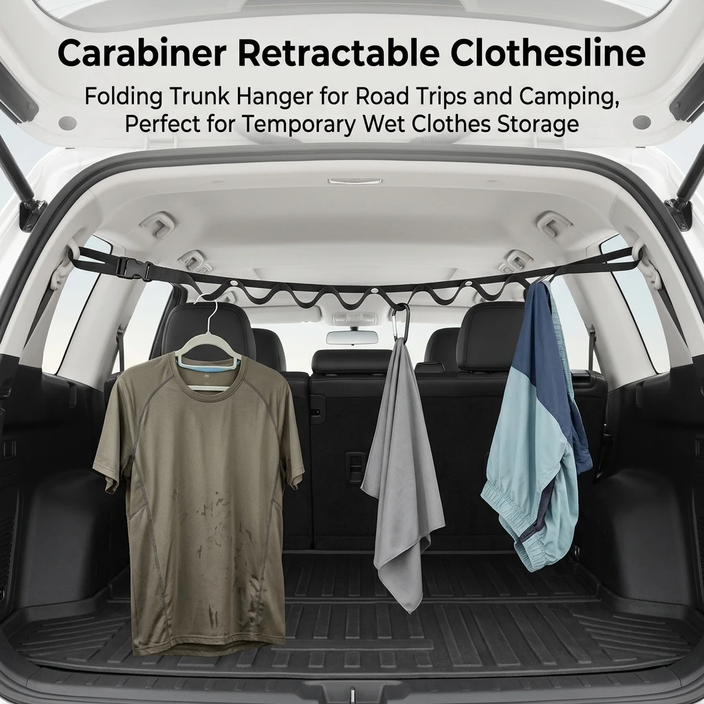 Car Clothesline Auto Clothes Hanger Rope Portable Hanging Strap for Road Trip Camping SUV Trunk Car Interior Accessories