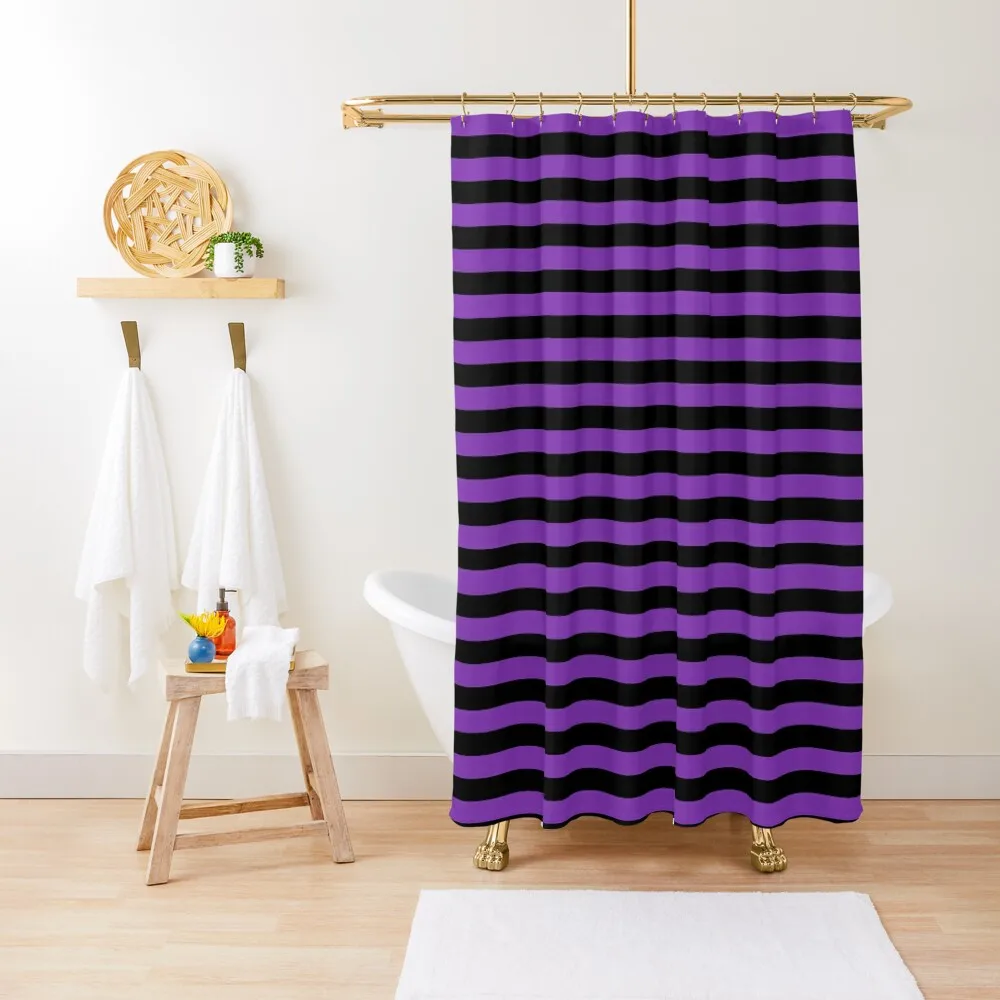 

Black and Purple Stripes Shower Curtain Modern Bathroom Accessories Waterproof Fabric Bathroom Bathroom And Shower Curtain