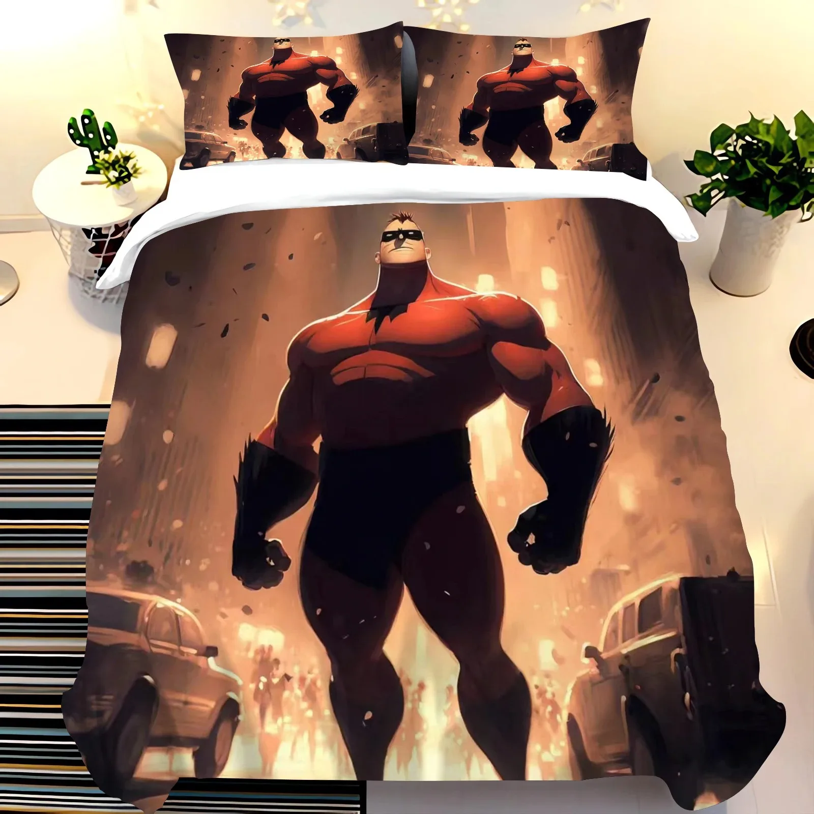 Disney The Incredibles Cartoon Bedding Set Quilt Spiderman Duvet Cover Comforter Bedclothes Children Kid Boy Bed Birthday Gift