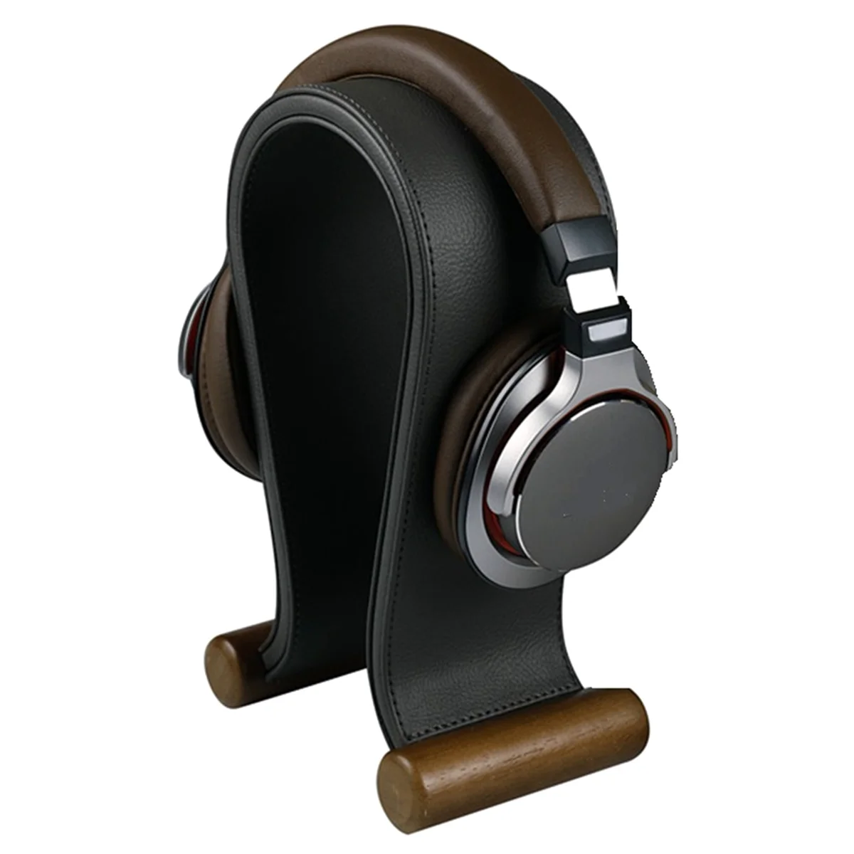 حامل سماعة رأس جلدي على شكل حرف A57G-U يدعم سطح الطاولة وحامل عرض لسماعات ألعاب الكمبيوتر الشخصي، أسود