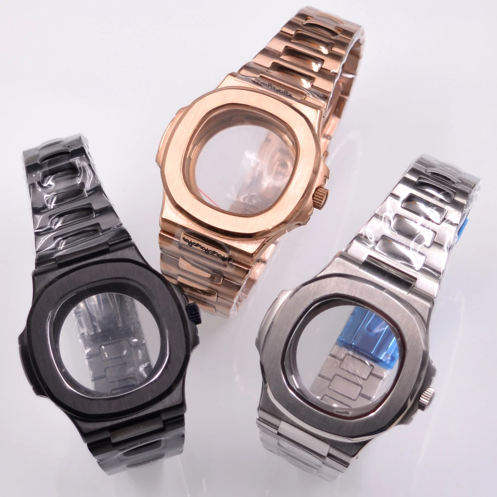 

40mm Watch Case fit NH35 NH36 PT5000 ETA2824 2836 Miyota 8215 821A mingzhu 2813 3804 movements PVD Black / Gold Case