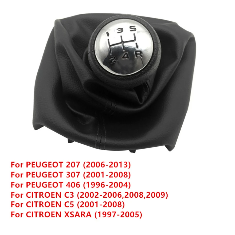 5 Speed Gear Shift Knob Shifter Boot for Peugeot 307 207 Citroen C3 C5 with Gaiter Boot Cover Professional Car Accessories