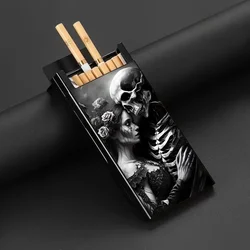 Aluminum street-style cigarette case with a fine skull design-perfect for slender cigarettes,gift for smoking enthusiasts