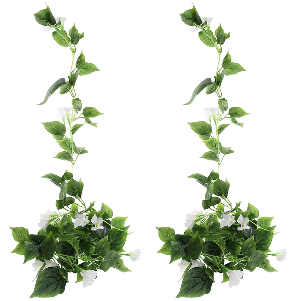 

2pcs Artificial Silk Morning Glory Garland Faux Vines Outdoor Decor Flower Vine Home Garden Balcony Artificial Vines