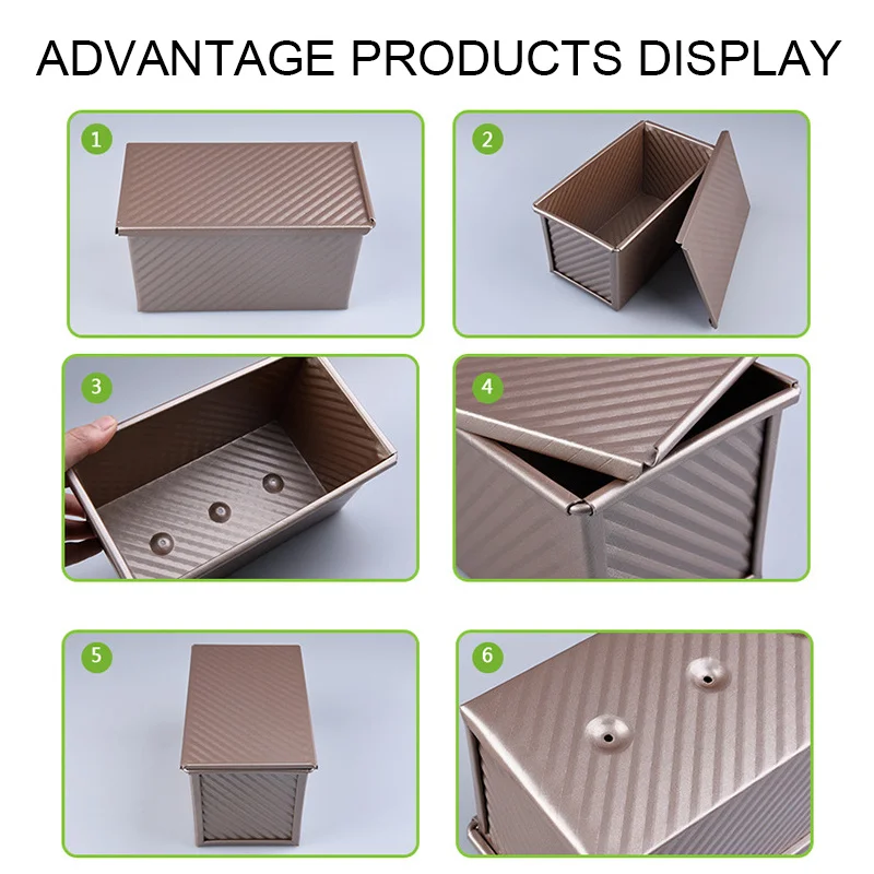Imagem -06 - Molde de Pastelaria de Pão Ecológico Ferramentas de Cozimento para Bolos Aço Antiaderente Tampa de Fole Caixa de Brindes Panela Retangular Carbono