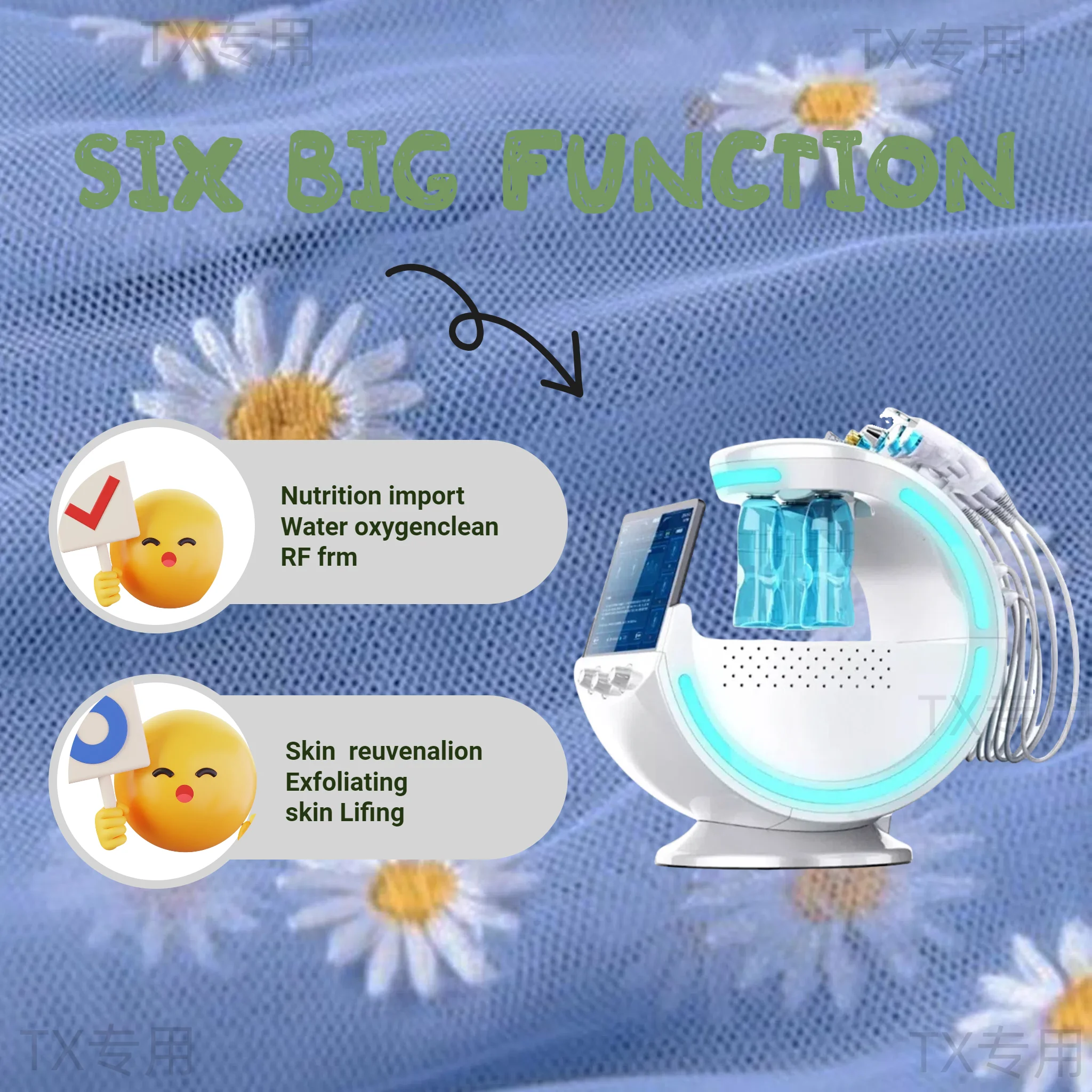 

7 in 1 Hydro facial machine Professional Ultrasonic Skin Rejuvenation Dermabrasion Hyperbaric Oxygen Facial Machine Deep.