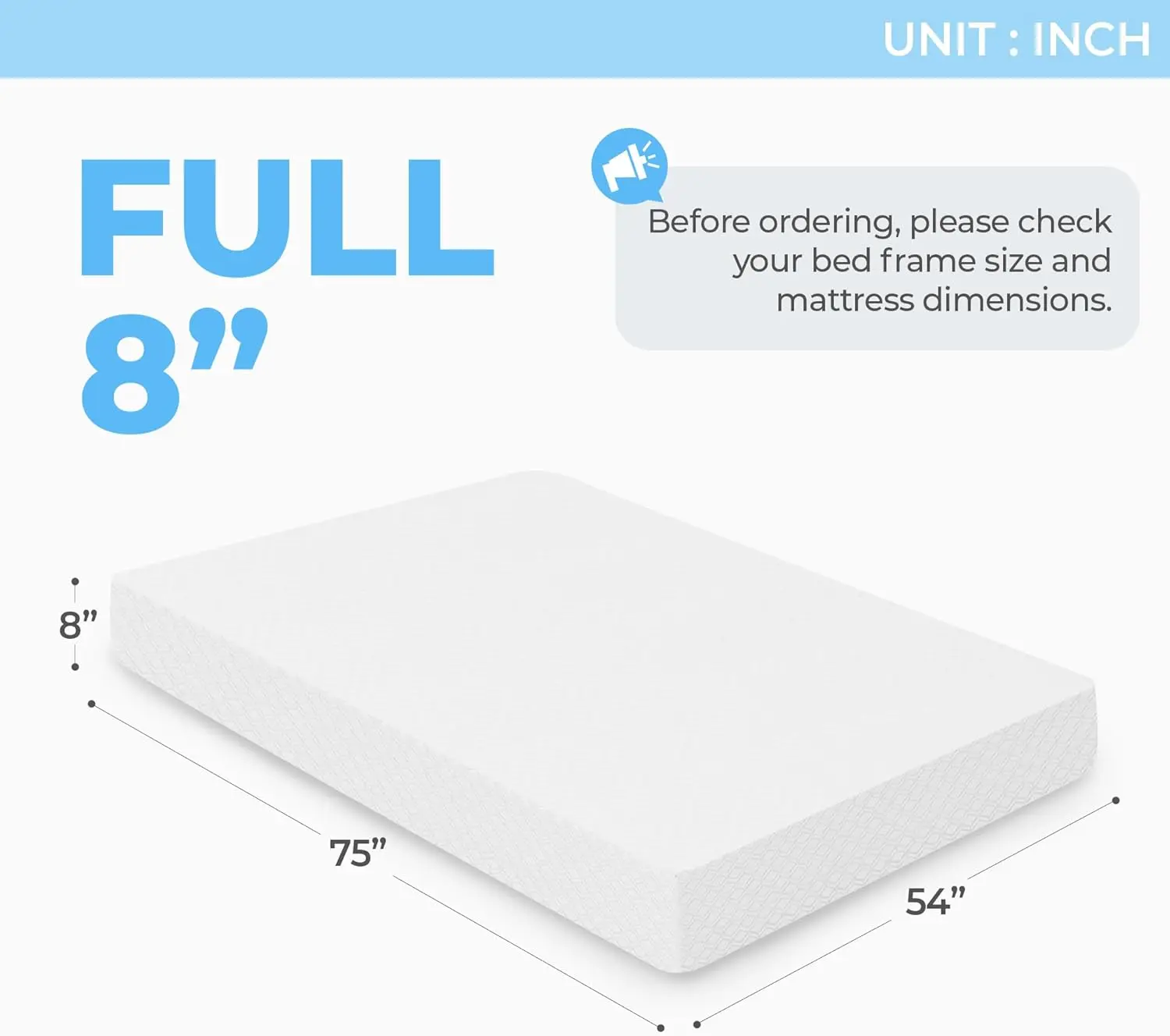 8 Inch Full Cooling Gel Memory Foam Mattress Medium Firm CertiPUR-US Certified Mattress in a Box Enhanced Pressure Relief Remova