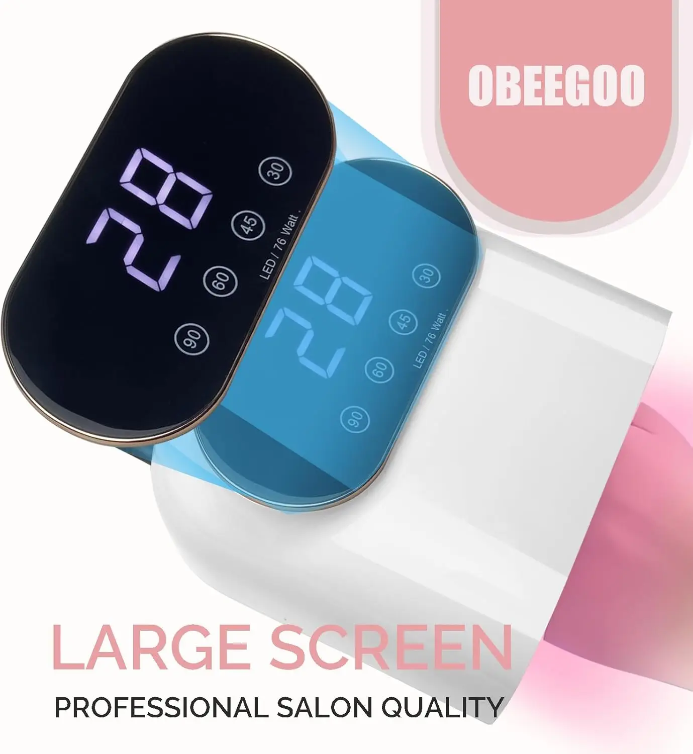 مصباح أظافر LED بالأشعة فوق البنفسجية 76 وات مع 38 مصباح LED، مستشعر ذكي، مؤقت LCD لعلاج طلاء الجل #5