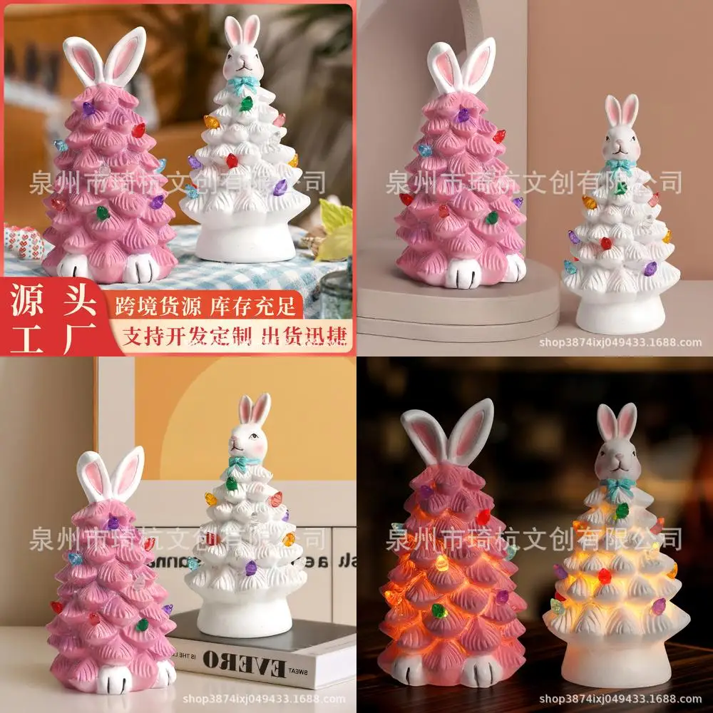 

Пасхальный кролик Рождественские елочные украшения Домашний сад Дизайн Пасхальная фигурка кролика со светодиодной подсветкой