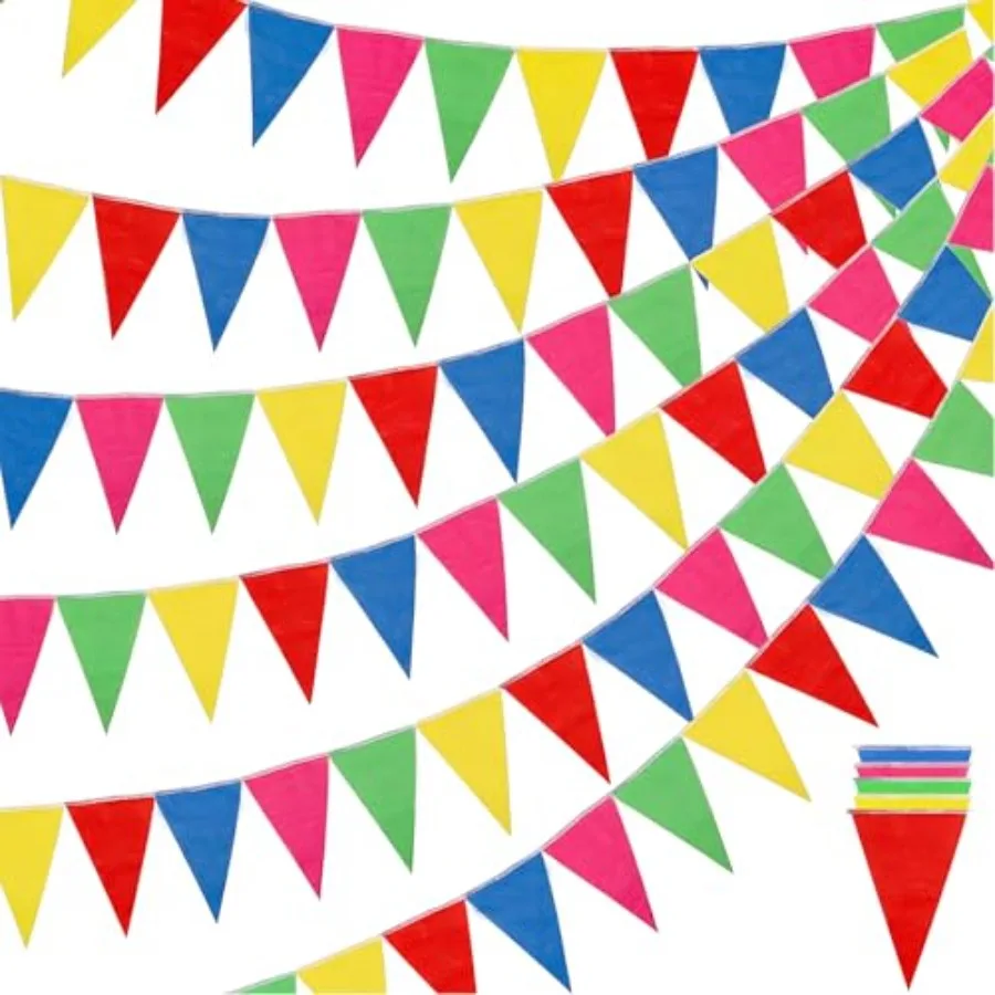 

[1020FT 720PCS Rainbow Pennant Banner Vibrant Triangle Flags for Grand Openings, Birthday Parties Outdoor Festivals Bulk Garlan