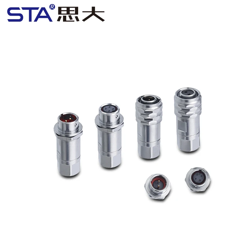 SF8 Waterproof IP67 Copper Push Pull Circular Connector 2/3/4/5/6/8 Pin Male Female Aviation Plug Power Use Push-in Fast Locking