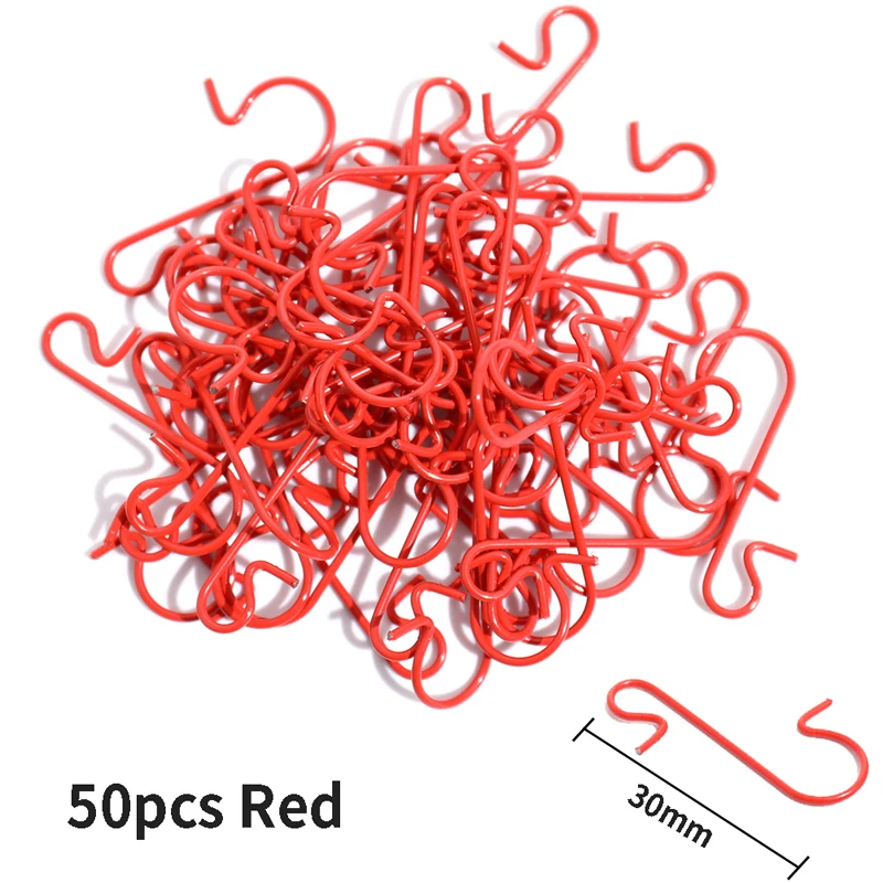 50pcs Christmas Ornament S-Shaped Hooks Holders Christmas Tree Ball Pendant hanging Decoration for home Navidad New Year