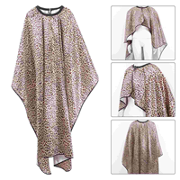Leopard Textured Hair Wrap Gown for Barber Hairdressing Shampoo Men Robe Unisex Cutting Cape Satin Fabric Treatment Apron Miss