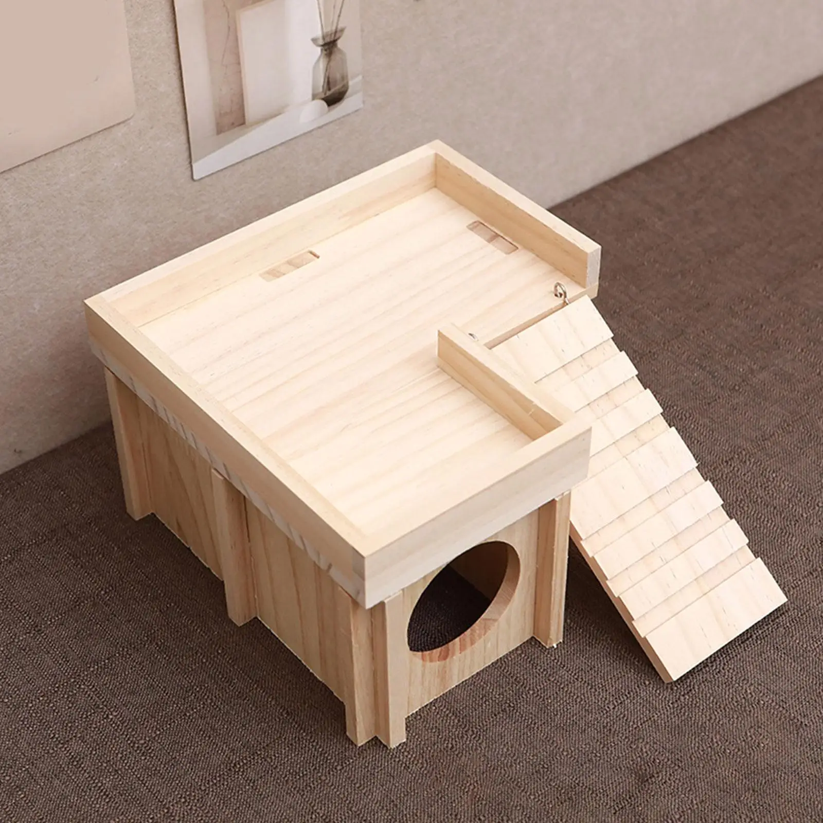 

Hamster Wood House Cabin with Ladder Wooden Toy for Hamster Lemmings Gerbils