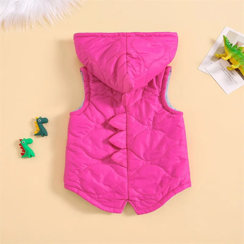 Toddler Boy Girl Winter Clothes Sleeveless Hooded Jacket  Coat Child Dinosaurs Vest