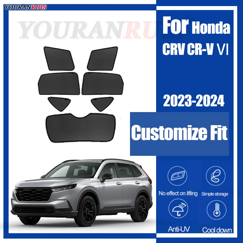 

Customize For Honda CRV CR-V VI 2023-2024 Car Side Windows Sunshade Curtains Mesh Heat Insulation Protect Privacy Accessories