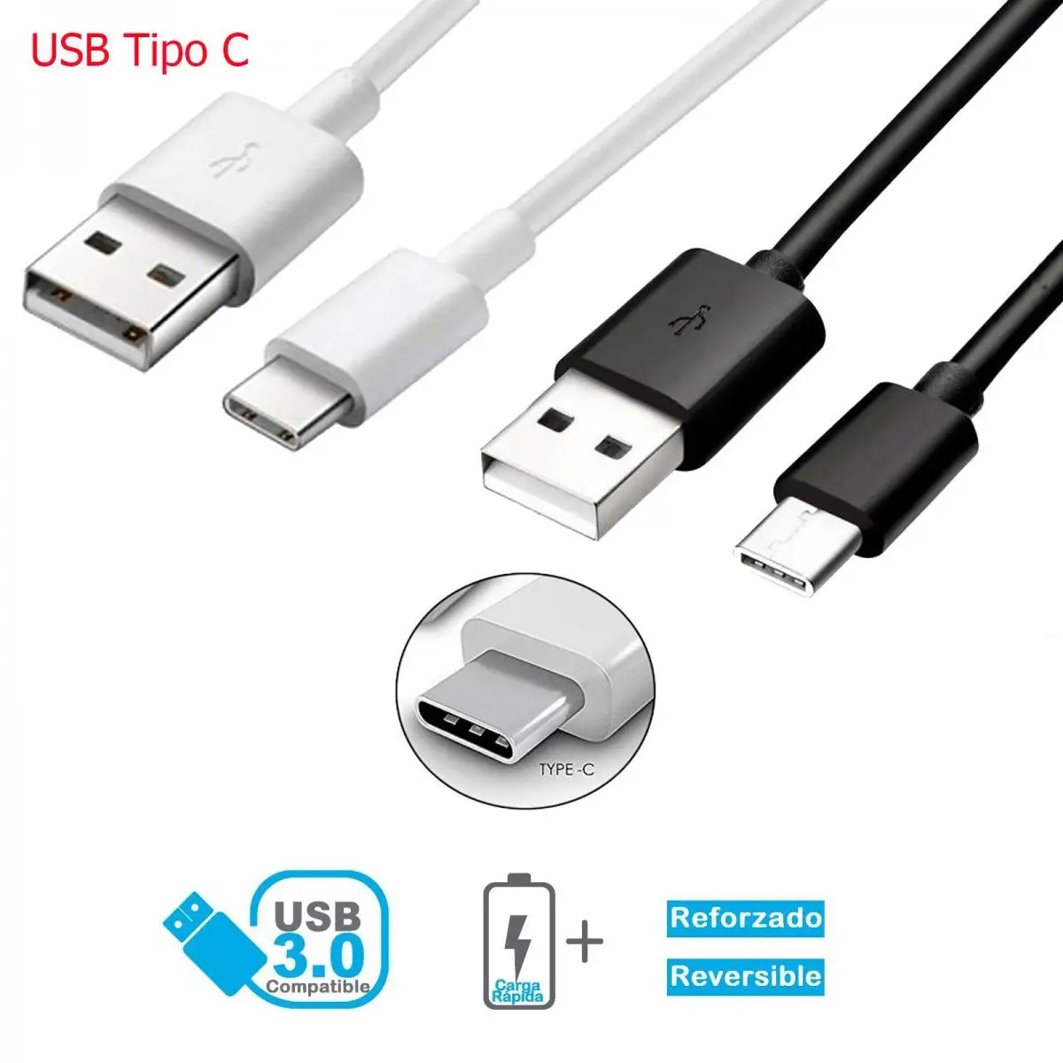 Micro USB type C 3.1 charging and data Cable for mobile length 1 meter 2 meters