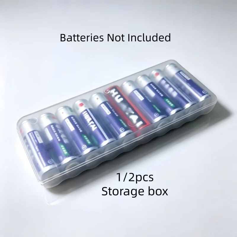 1/2Pcs Premium Battery Storage Box, Holds 10 AA Batteries, Portable Practical Battery Organizer Case for Daily Use