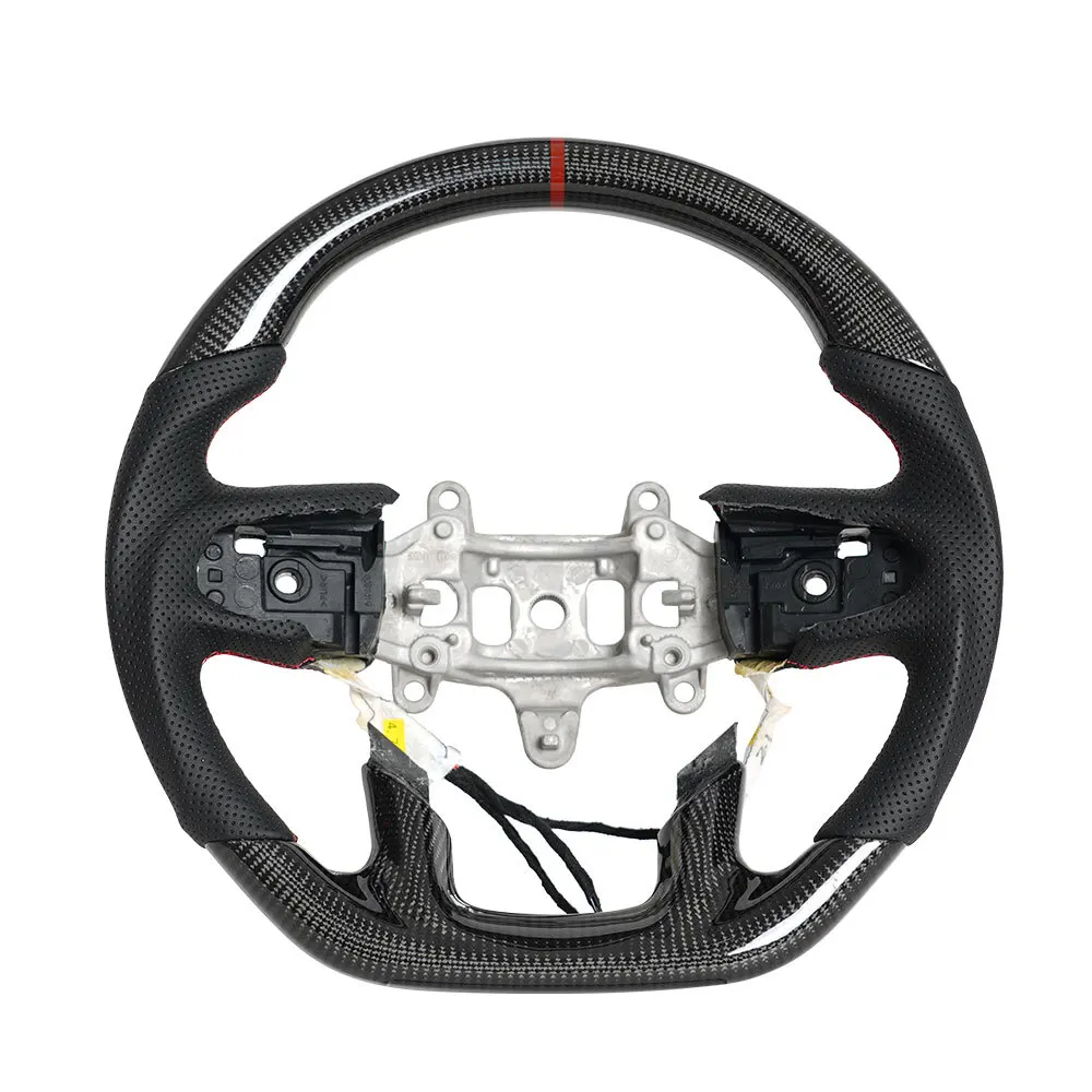 Dry Carbon Fiber Steering Wheel Red Center Line With Heated Function Fit For Dodge RAM 1500 2019-2024 Car Upgrade Accessories