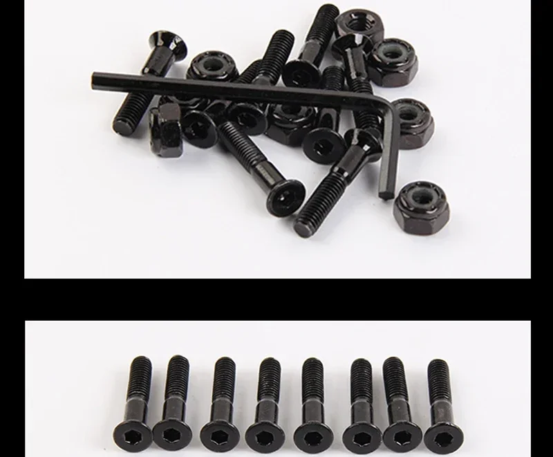 Schrauben für Skateboard-LKWs, M5 x 25/29/32/38/44/50 mm, Befestigungsschrauben, rostfrei, langlebig, Stegsägel, Muttern, Reparatur von Skateboard-LKW-Rädern – Detail 3