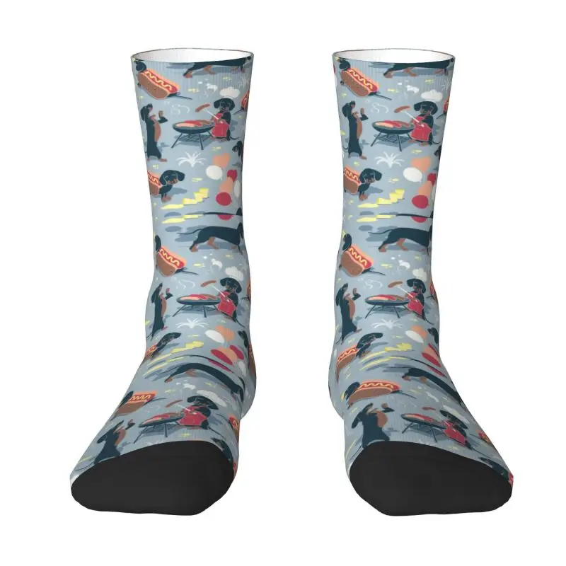 Dachshund Dogs Men Women Crew Socks Unisex Funny 3D Print Badger Sausage Wiener Dress Socks