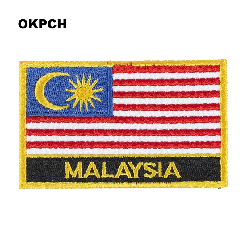 Malaysia Flag Embroidery Patches Iron on Saw on Transfer patches Sewing Applications for Clothes in Home&Garden