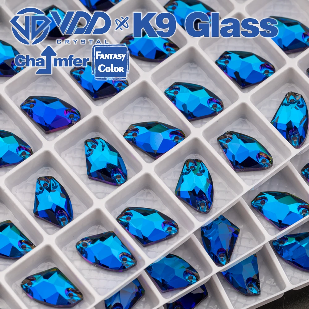 VDD Galactic 9x14mm 36Pcs Bermuda Blue Top Quality K9 Glass Sew On Rhinestones Sewing Crystal Flatback For Garment Accessories