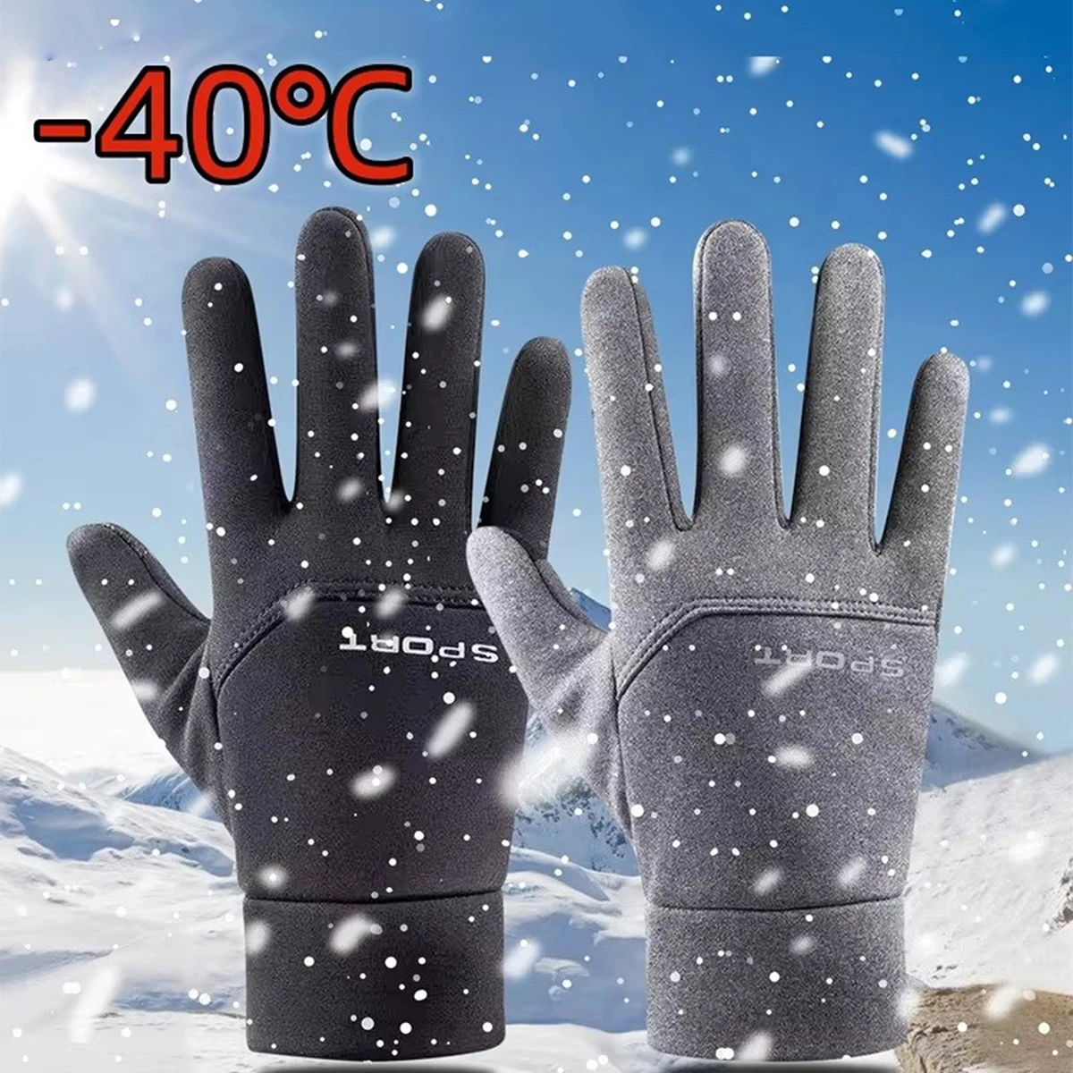 Windproof and Waterproof Outdoor Gloves Touch Screen Thumb and Index Finger Fingertips Warm Gloves for Running Cycling