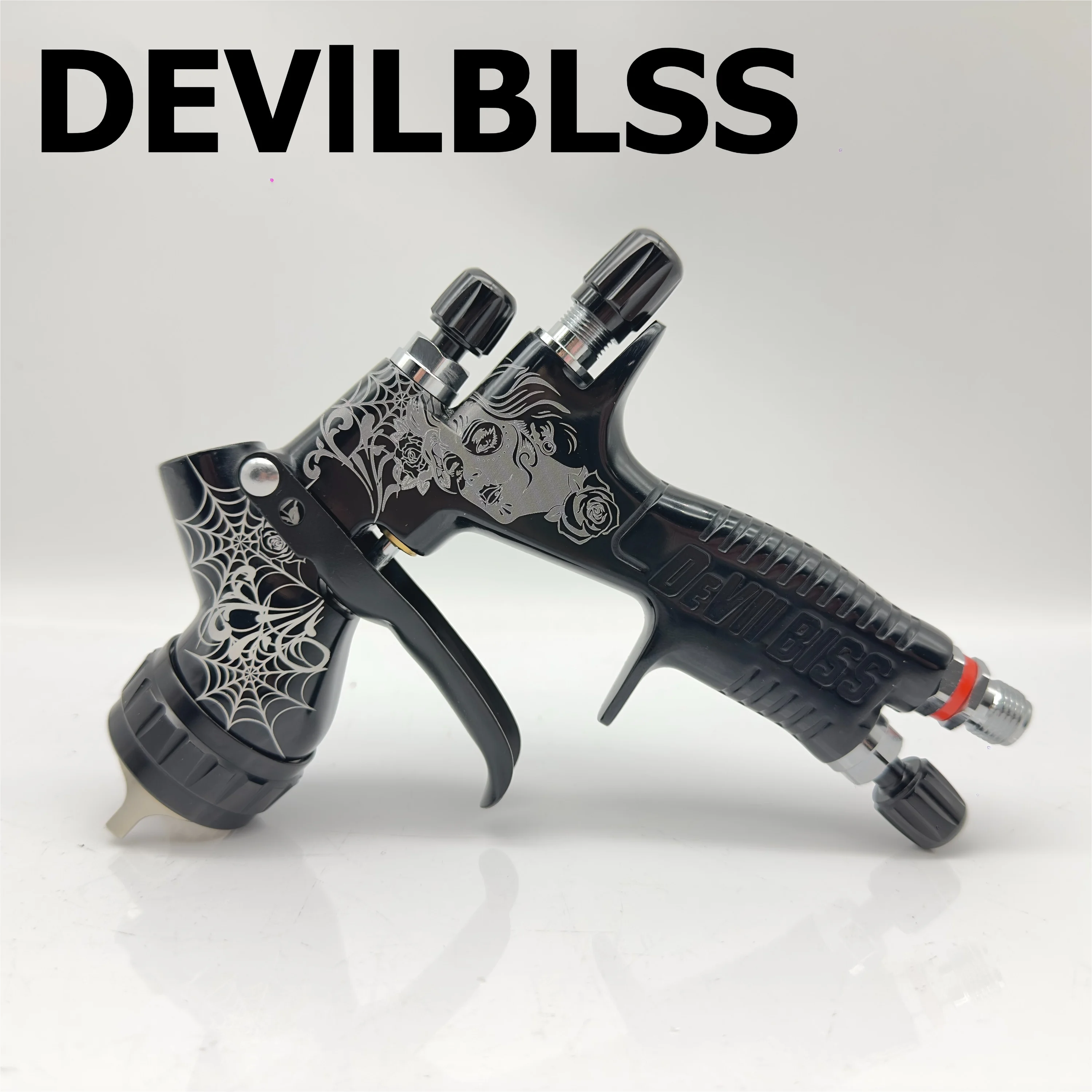 GTl Pro Black Spider Carve Spray Gun TE20/1.3/mm Nozzle LVMP Paint Tool Paint Gun Air Spray Gun Airbrush FOR DEVILBLSS