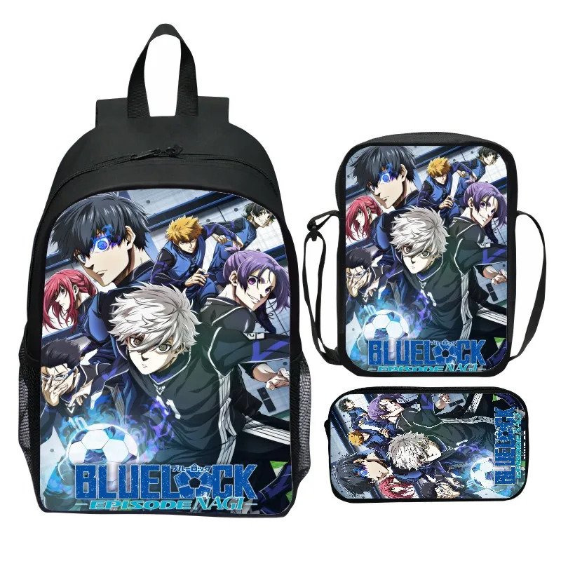 

3 Pcs/set Blue Lock Anime 3D Print Cartoon School Bags for Boys Girls Student Primary Backpack Back To School Gift Mochila
