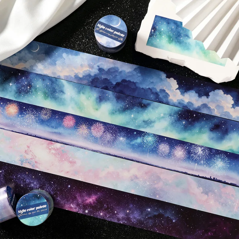 4x200cm Beautiful Starry Night Washi Tape Stickers for Journal Collage,Notebook,Album DIY Decoration tape