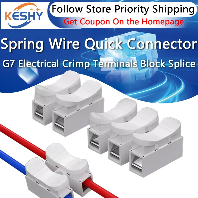 

10PCS 2P 3P CH-2 CH-3 Spring Wire Quick Connector G7 Electrical Crimp Terminals Block Splice Cable Clamp Fit Led Strip