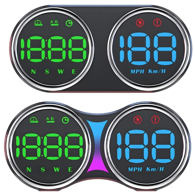 Twin Car Speed Display Dashboard Monitor with Type-C Controls for Daily Commute and Road Trip Driving Use