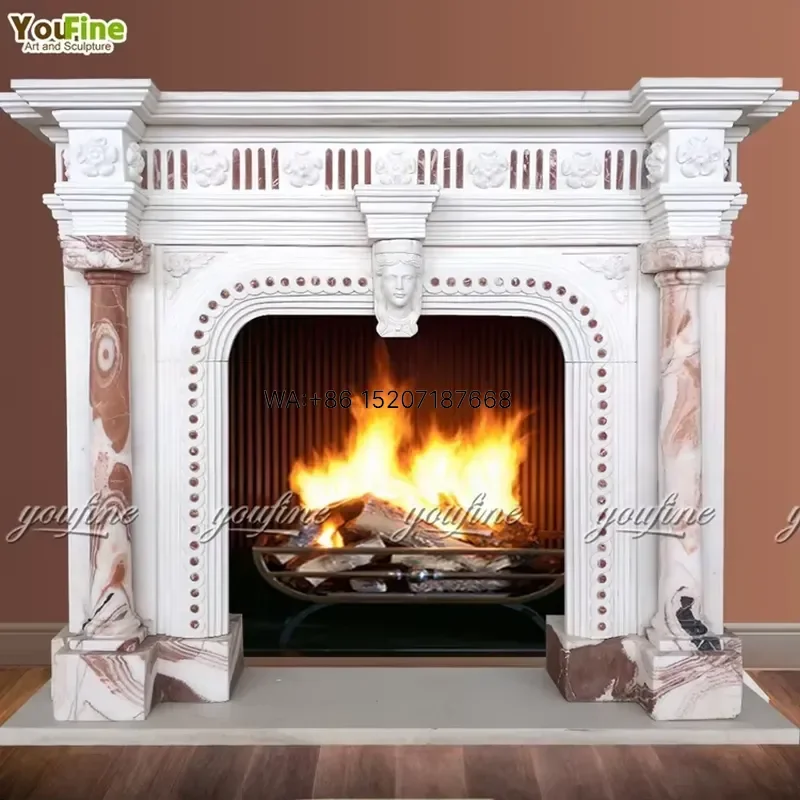 Wmwmnu Indoor Marble Fireplace Mantle Shelf Freestanding Decorative Fireplace