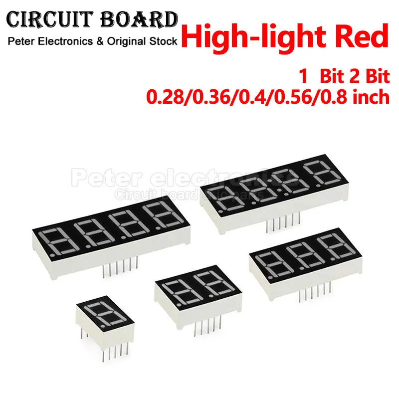 5pcs Red LED Digits Display 0.28Inch 0.36Inch 0.4Inch 0.56Inch 0.8Inch 1Bit 2Bit Cathode Anode 7 Segment Led Display Board