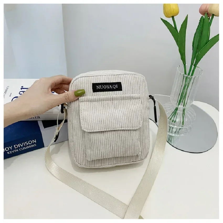 Women's Mini Shoulder Bag Fashion Solid Color Corduroy Small Simple Casual Travel Durable Little Girl Bag