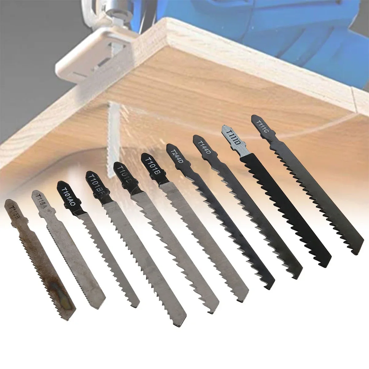 52PCS/Set Saw Blade Set HCSl Assorted Saw Blades with T-shank Sharp Fast Cut Down Saw Blade for Wood Metal Plastic Metal Cutting