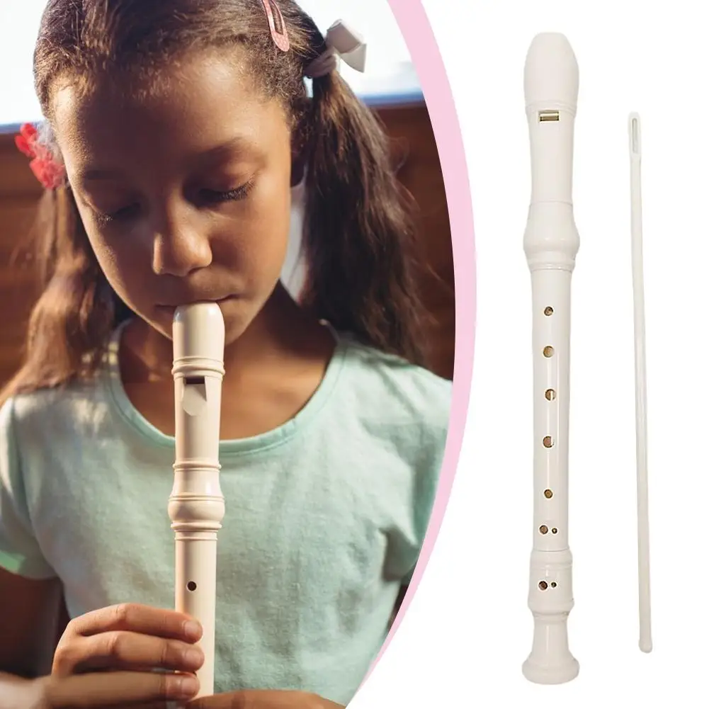 8 Hole Clarinet Long Flute J32 ABS Vertical Flute Musical Instrument Music Education with Cleaning Stick for Children Begin Q3S1