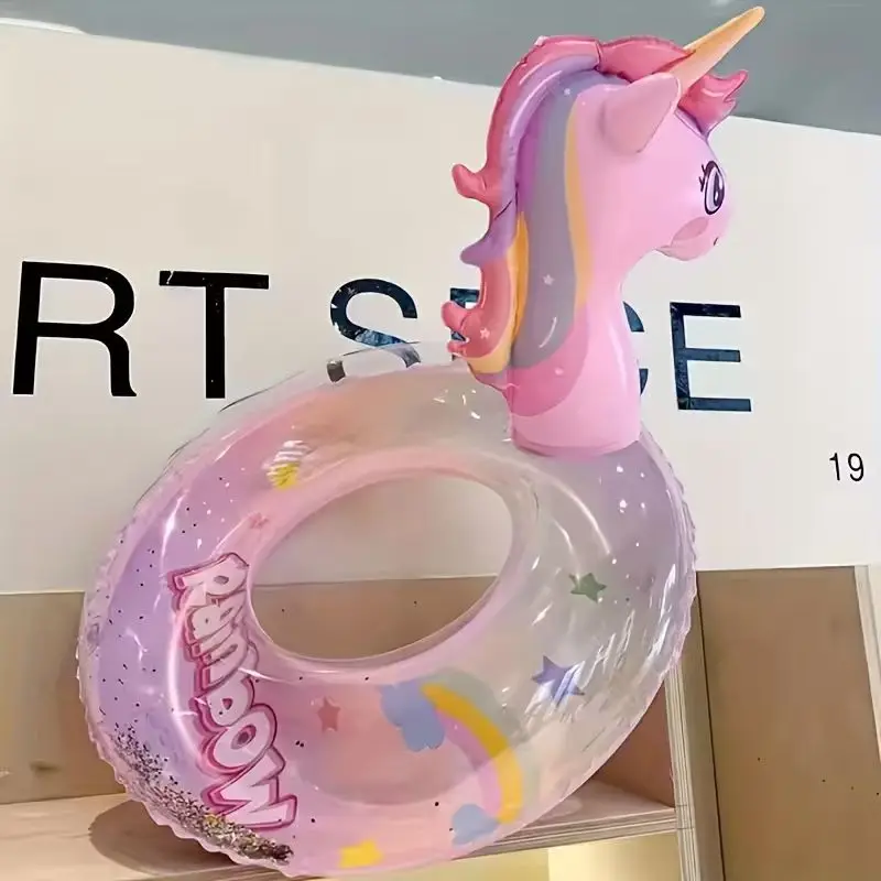 Flotador inflable para piscina con unicornio arcoíris, diseño brillante para piscinas, playas y fiestas de verano, 1 ud.