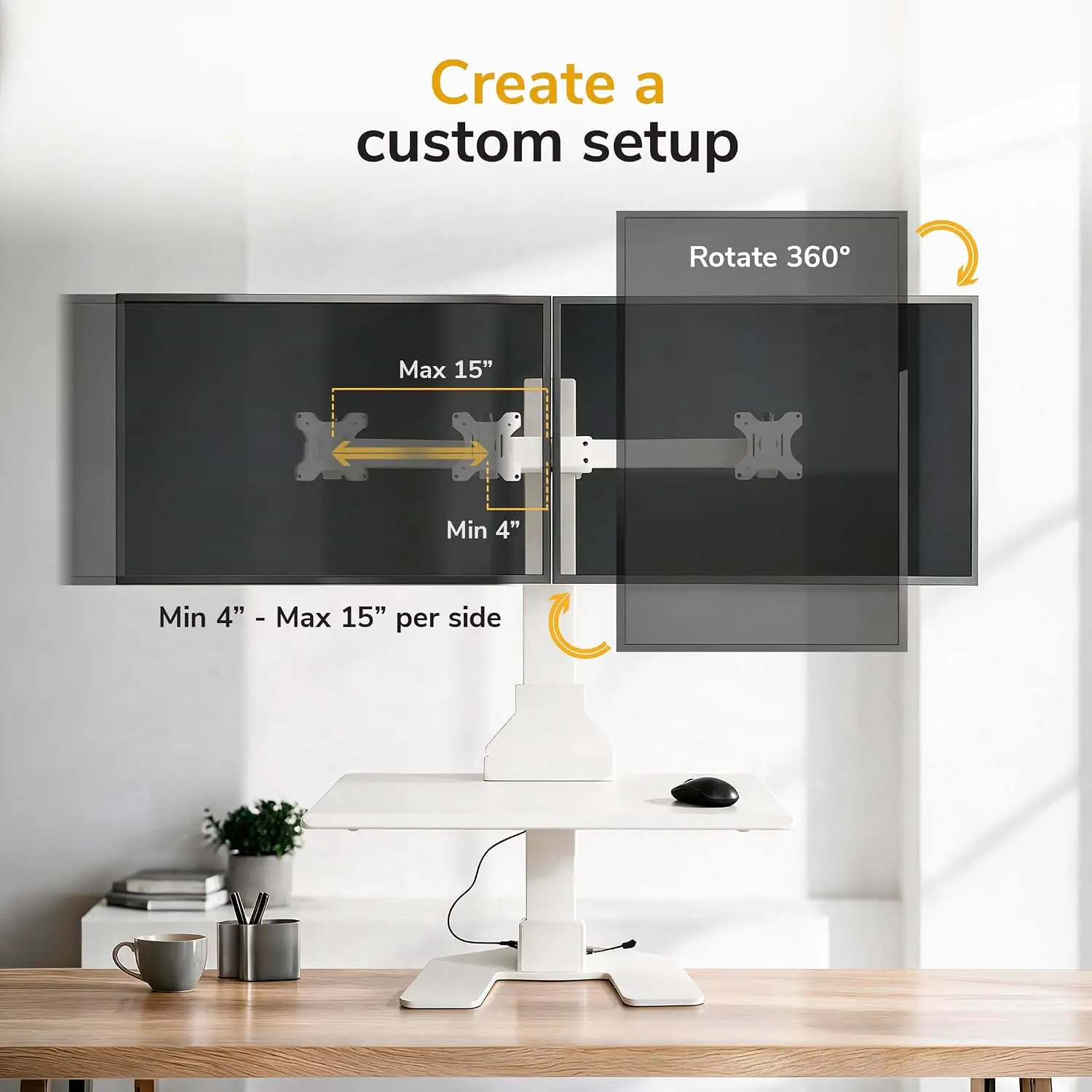 Electric Desk Converter Motorized Sit Stand Riser Dual Monitor Mount Adjustable Workstation 28