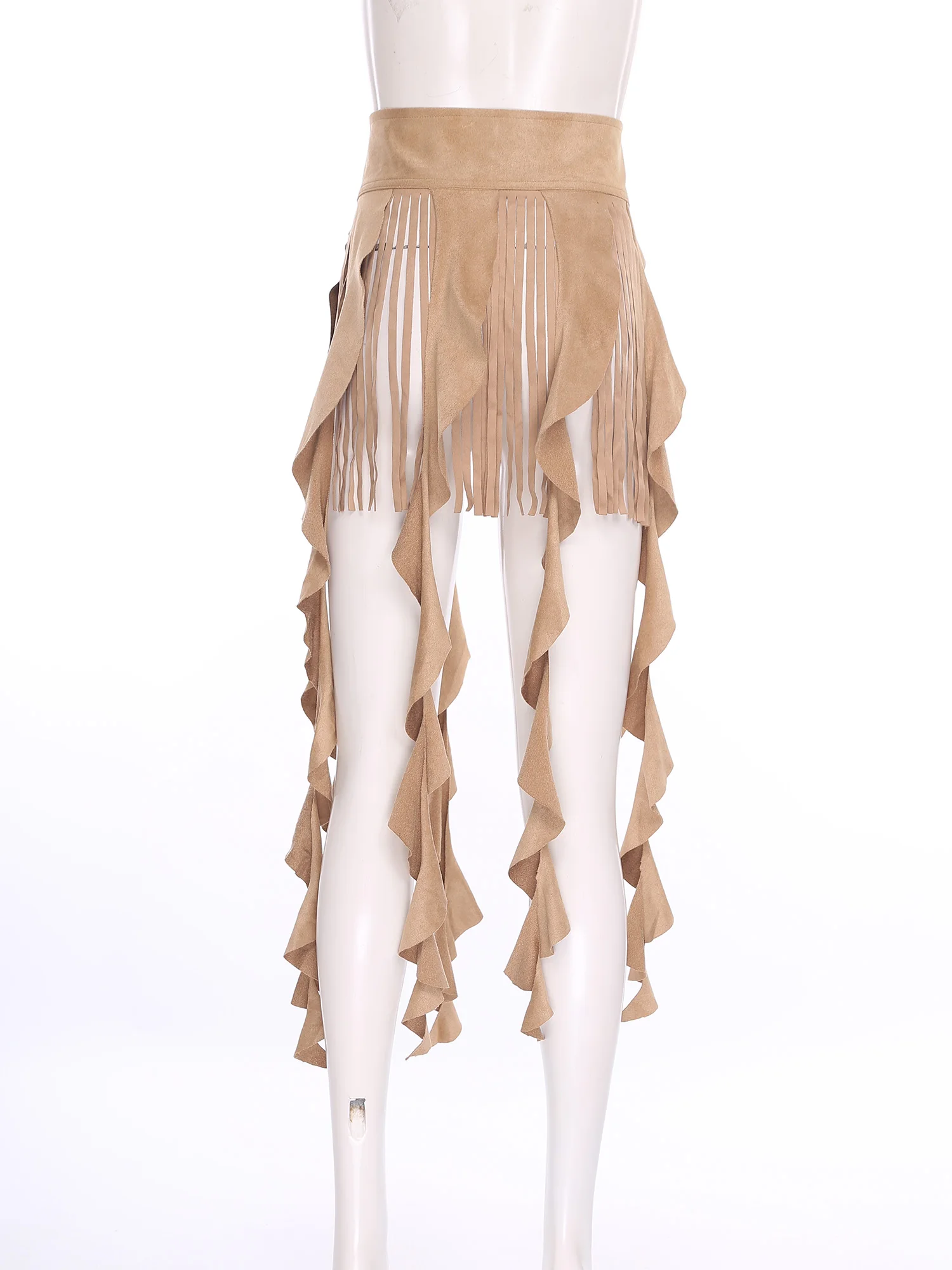 

Womens Cowgirl Tassel Waist Belt Skirt Buckled Adjustable Waistband Layering Fringe Cascading Ruffled Skirt Accessories Clubwear