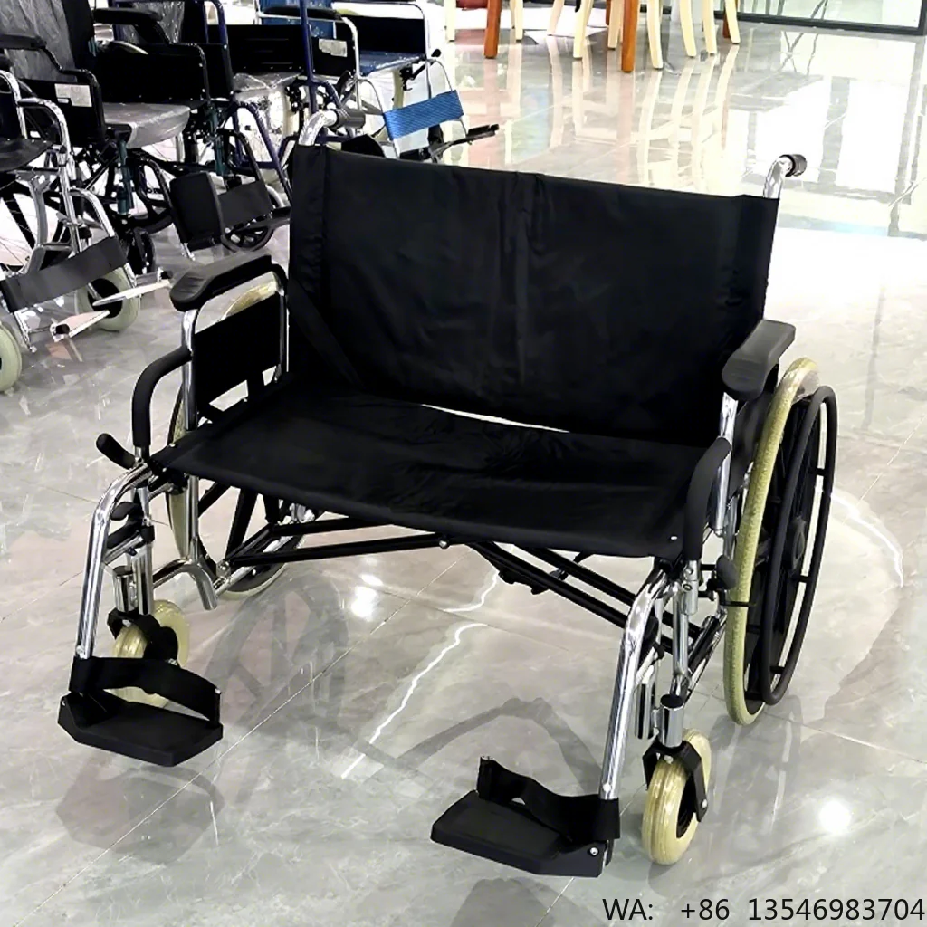 Extra Wide Heavy Duty Foldable Wheelchair 550mm Seat 250kg Capacity Steel Frame Bariatric Plus Size Adults CE Certified 1 Year