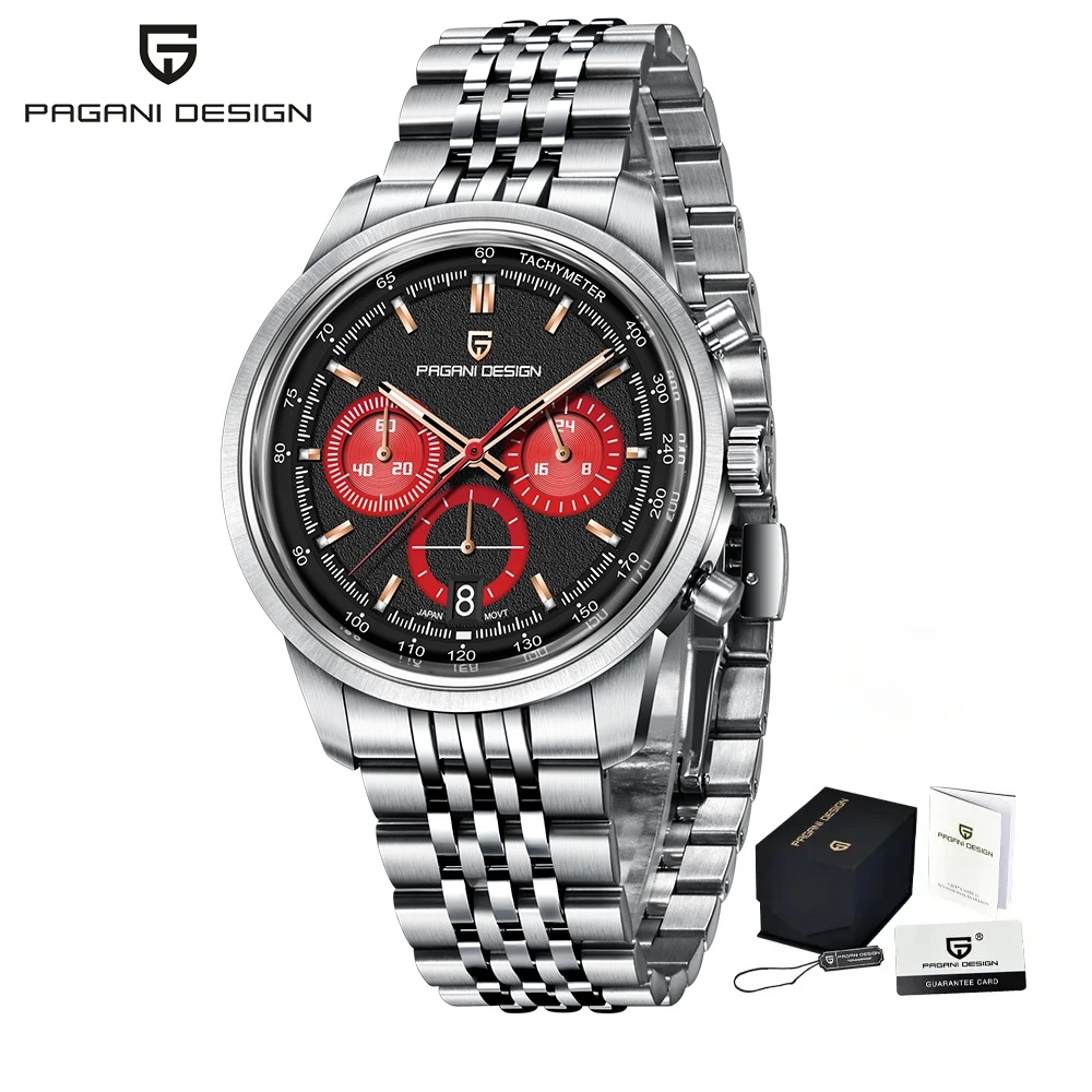 PAGANI DESIGN 41mm Classic Men Quartz Watches Original Japan TMI VK63 Chronograph Movement Stainless Steel Waterproof reloj homb image 3