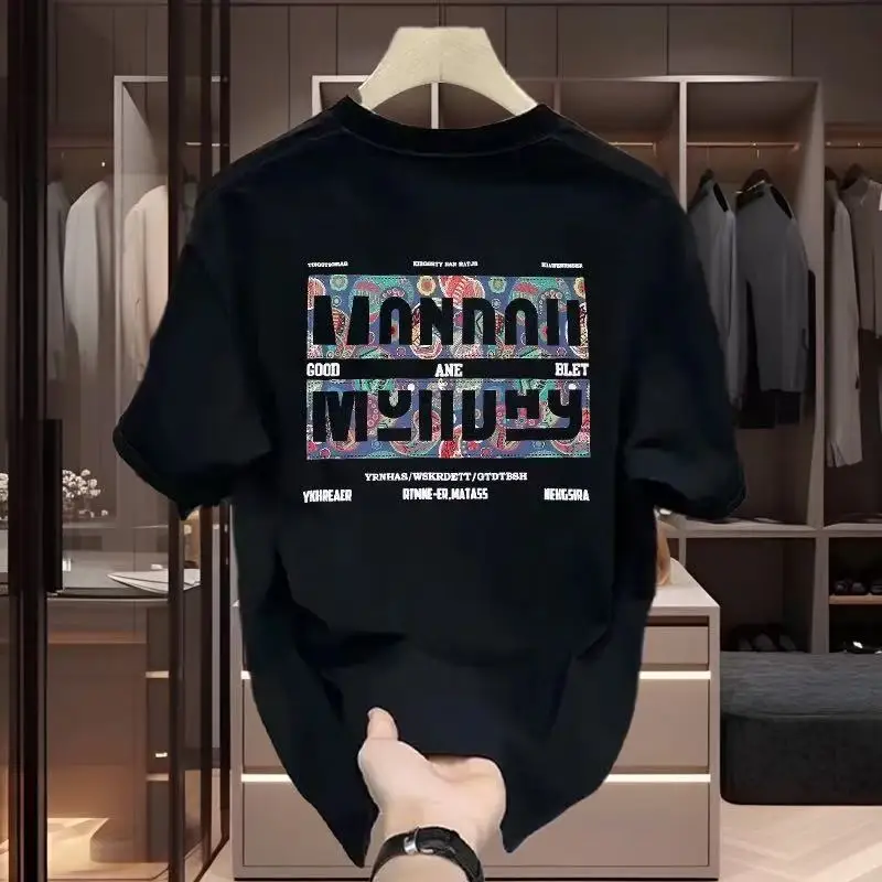 

Motorcycle new ruffian handsome heavy cotton short-sleeved T-shirt cotton men's summer ins trendy brand street loose top